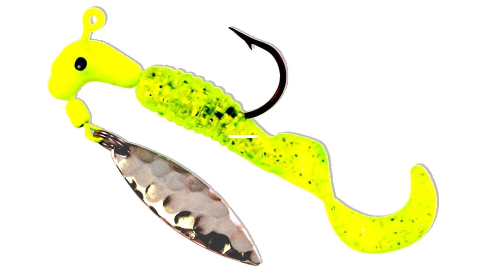 Road Runner Pro Series Curly Tail Jig w/Spinner, Chartreuse Sparkle, 1/8oz, 1 Pack, 1653-012
