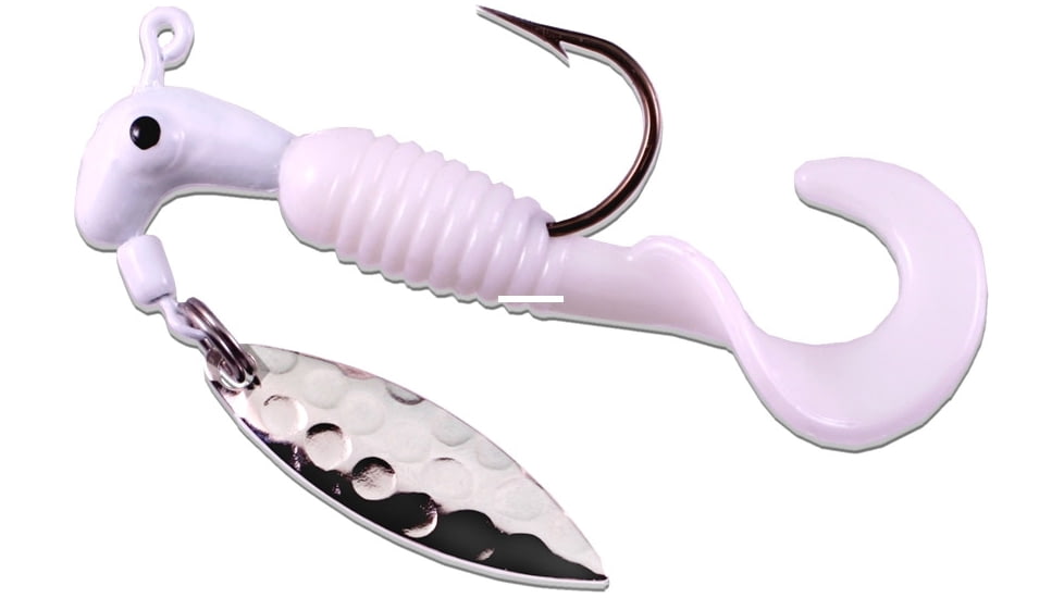 Road Runner Pro Series Curly Tail Jig w/Spinner, White Strip, 1/4oz, 1 Pack, 1654-001