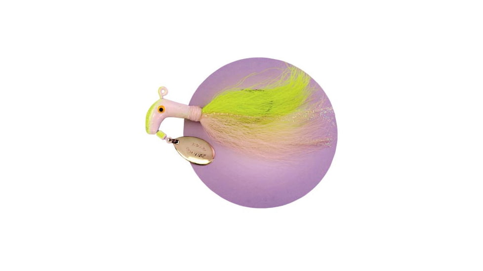 Road Runner Striper Bucktail Jig w/Spinner, Chartreuse/White/Chartreuse Strip, 1/2oz, Strip Card, 1006-094