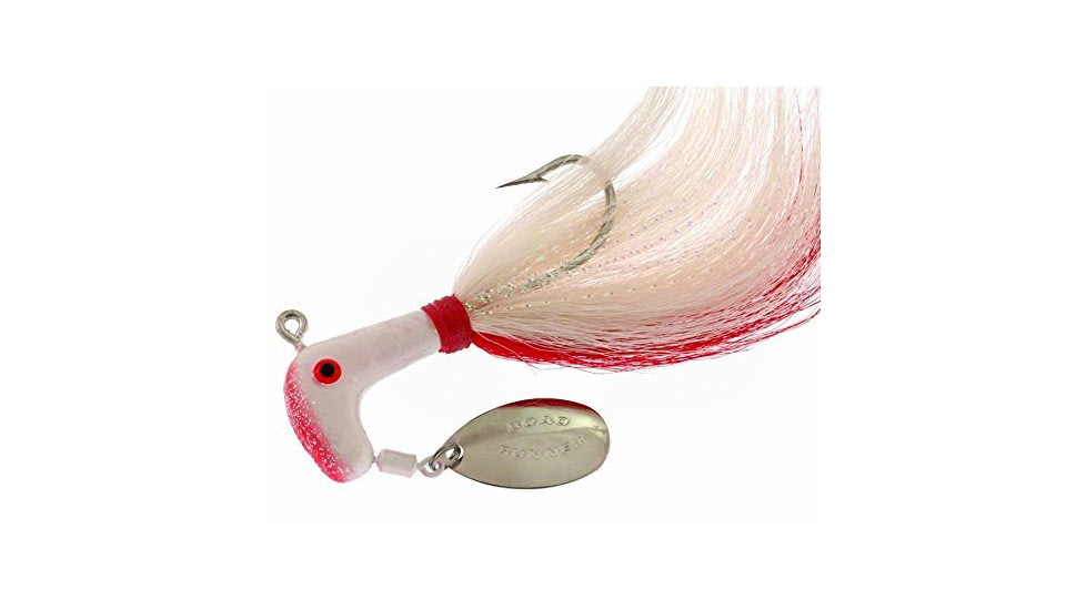 Road Runner Striper Bucktail Jig w/Spinner, White/Red/White, 1/2oz, Strip Card, 1006-025