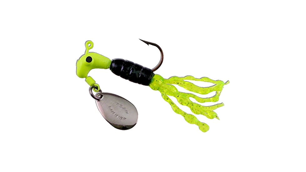 Road Runner Turbo Tail Jig w/Spinner, Chartreuse/Black/Chartreuse Strip, 1/8oz, Strip Card, 1203-030