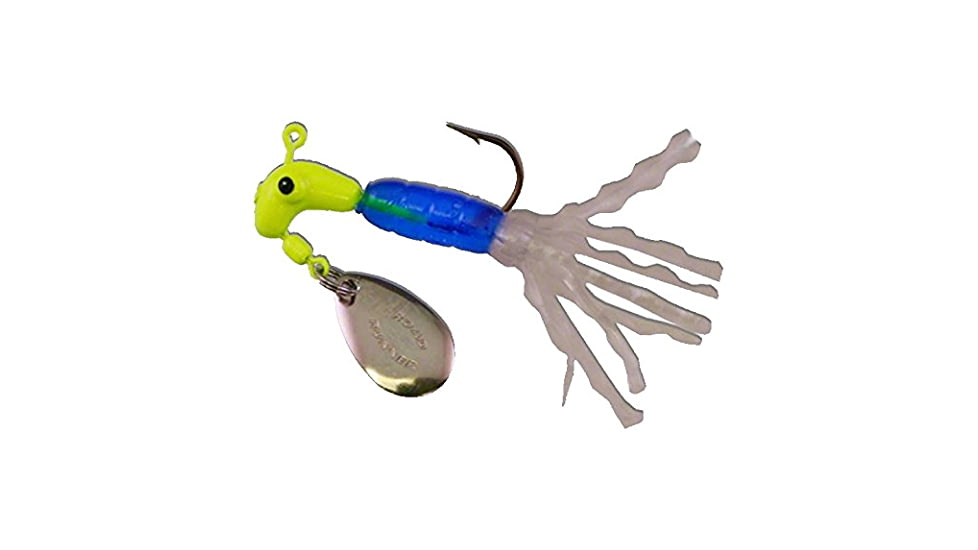 Road Runner Turbo Tail Jig w/Spinner, Chartreuse/Blue/White Strip, 1/8oz, Strip Card, 1203-084