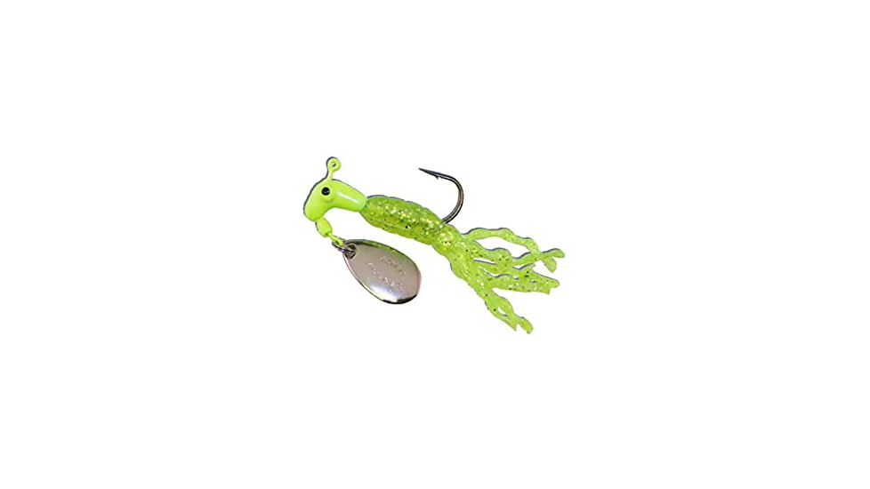 Road Runner Turbo Tail Jig w/Spinner, Chartreuse/Chartreuse Sparkle Strip, 1/16oz, Strip Card, 1202-062