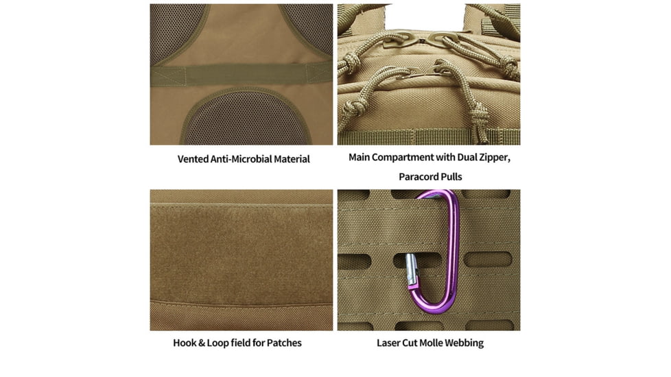 Roaring Fire Ignite Tactical Backpack, FDE, 21.25x15.75x8.27 inch, RF133 DT