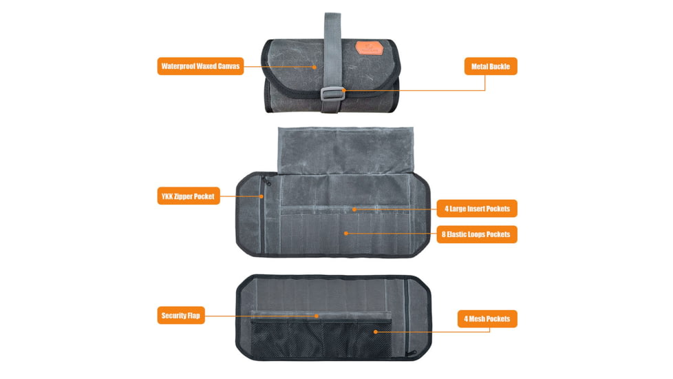 Roaring Fire Pioneer New Mini Tool Roll Bag, Moss Green, 17.7x7.87 inch, RF-Pioneer-GR