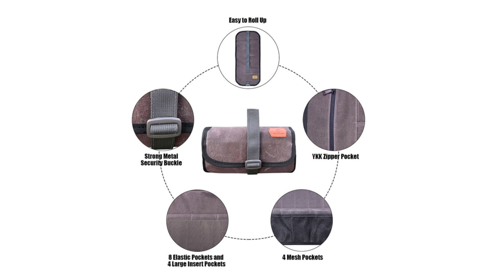 Roaring Fire Pioneer New Mini Tool Roll Bag, Rustic Brown, 17.7x7.87 inch, RF-Pioneer-Brown