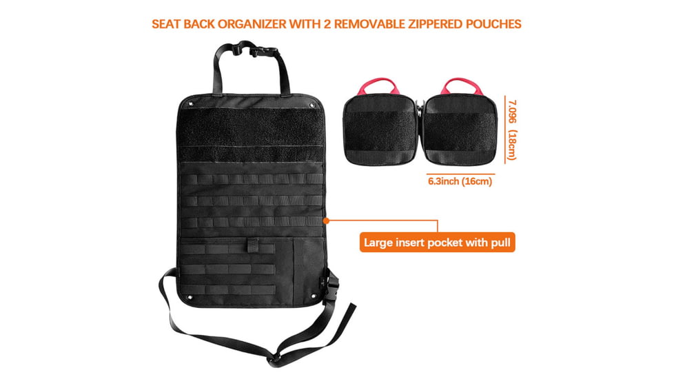 Roaring Fire Razorback Car Seat Back Organizer, Black, 21.65x14.96 inch, RF-CBSOP01-BK