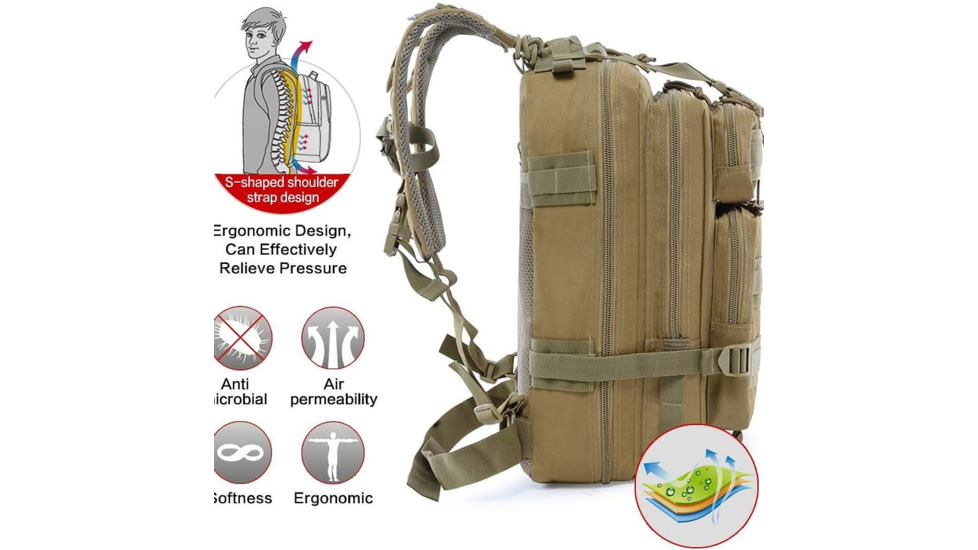 Roaring Fire Roaring Fire 30L EDC Backpack, FDE, 17x8.6x8 inch, RF-BL07-DT