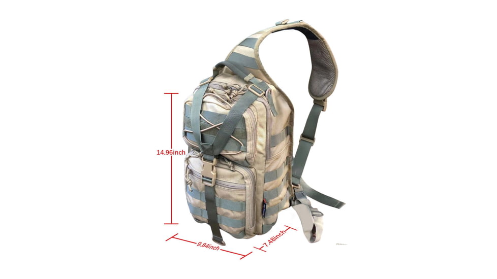 Roaring Fire Slingshot Tactical Sling Bag, Concealed Carry Sling Pack, FDE, 14.96x9.84x7.48 inch, RF-Slingpack01-DT