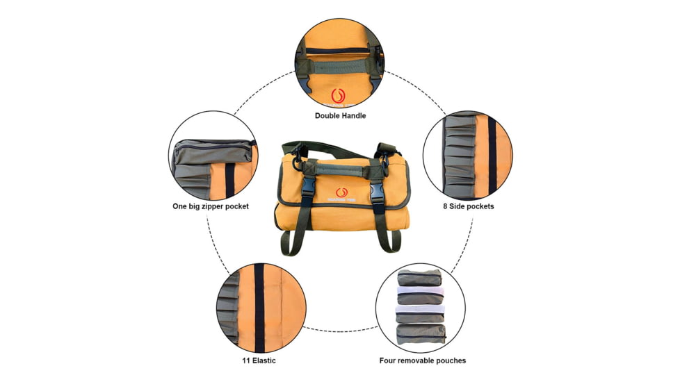 Roaring Fire The Pack Mule Versatile Double-sided Tool Roll Bag, Orange, 24.8x13 inch, RF-TB PRO-YW