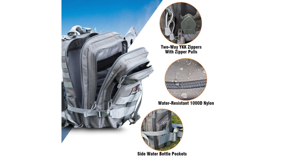 Roaring Fire Timber Wolf Tactical Molle Backpack, Bug Out Bag, Gray, 19.68x11.8x9.8 inch, RF-Graypack-01