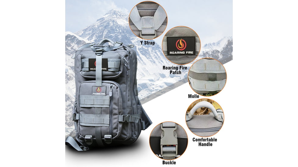 Roaring Fire Timber Wolf Tactical Molle Backpack, Bug Out Bag, Gray, 19.68x11.8x9.8 inch, RF-Graypack-01