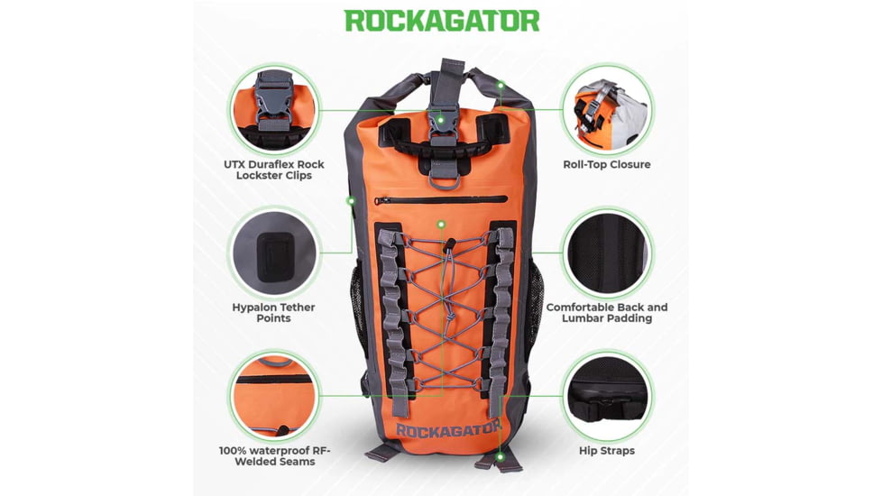 Rockagator Hydric Series Waterproof Backpack, 40L, Green, HDC40GRN