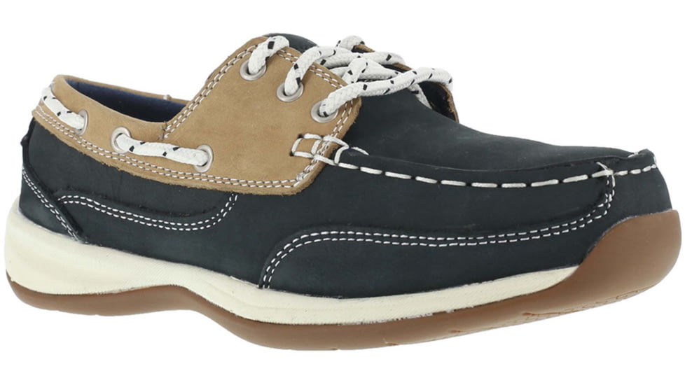 Rockport Sailing Club Boat Shoe - Womens, 6 US, Wide, Navy Blue/Tan, RK670-BLU/TN-6-WOMEN-W
