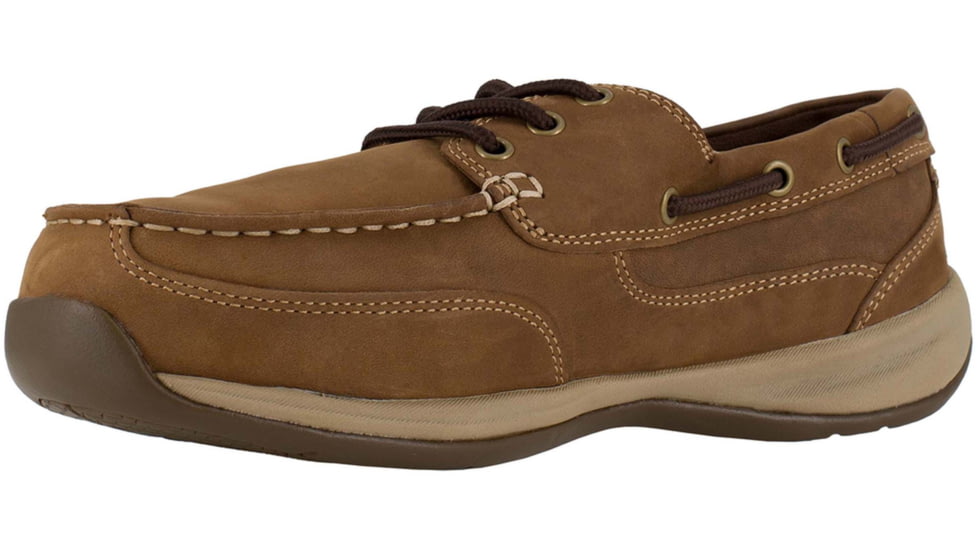 Rockport Womens Sailing Club 3 Eye Tie Boat Shoe w/Poron XRD Internal Met Guard, Brown, 8, RK634-BROWN-8-Womens-M