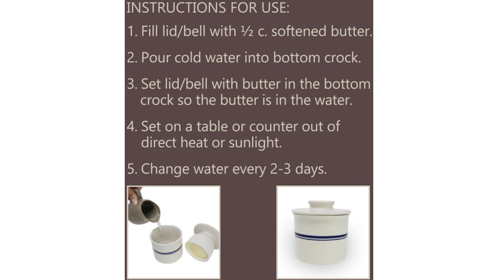 Roots &amp; Harvest Butter Keeper Crock, White, Small, 1238