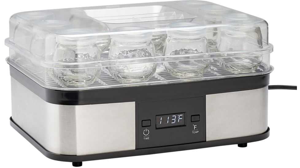 Roots &amp; Harvest Yogurt Maker with 12 4 oz.Jars, Black/Clear, Small, 1404