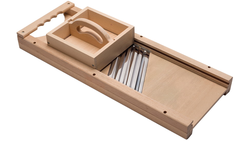 Roots &amp; Harvest Triple Blade Cabbage Cutter, Wood/Stainless, Small, 1347
