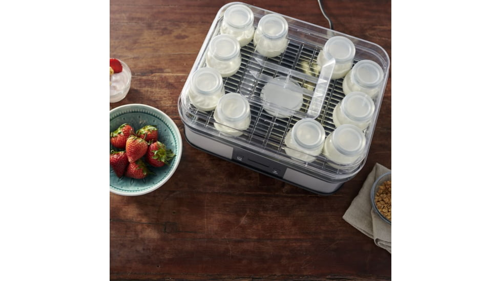 Roots &amp; Harvest Yogurt Maker with 12 4 oz.Jars, Black/Clear, Small, 1404