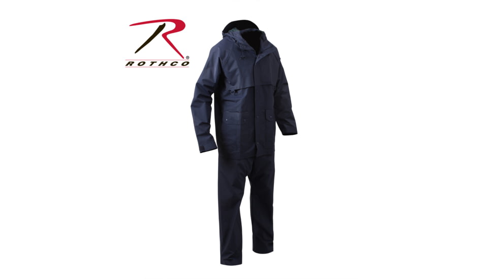 Rothco 2 Piece Microlite PVC Rainsuit, Black, L, 3765-Black-L