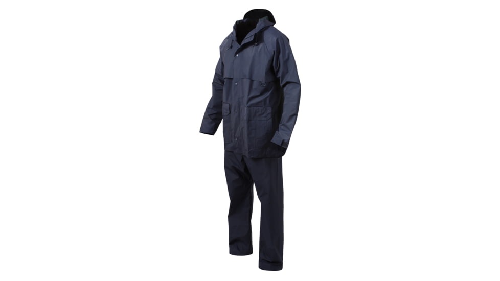 Rothco 2 Piece Microlite PVC Rainsuit, Black, L, 3765-Black-L