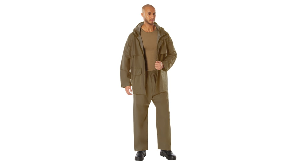 Rothco 2 Piece Microlite PVC Rainsuit - Mens, Coyote Brown, Extra Large, 37650-CoyoteBrown-XL