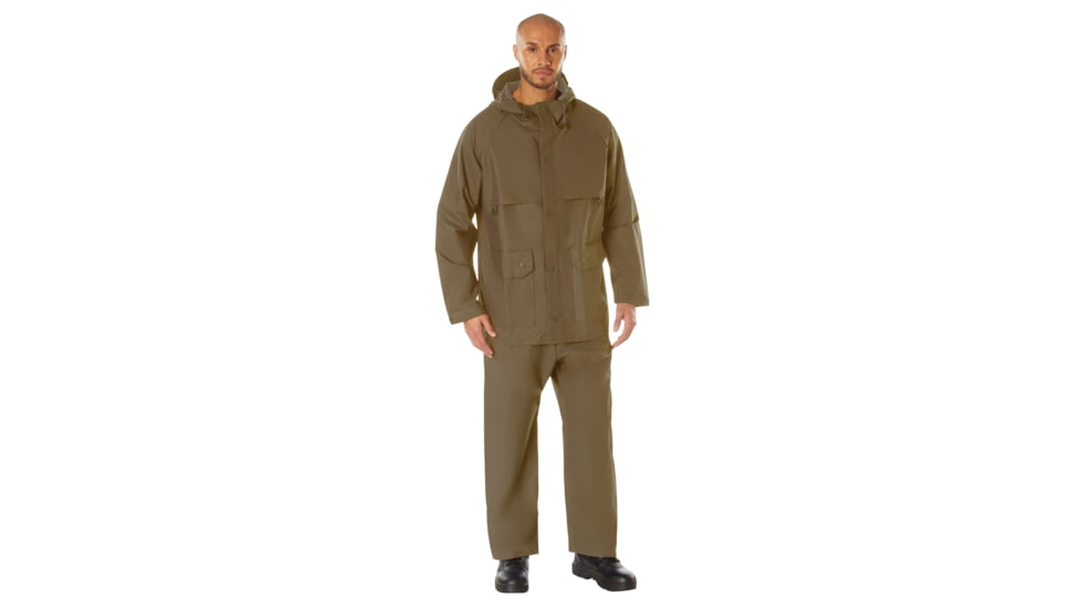 Rothco 2 Piece Microlite PVC Rainsuit - Men's, Coyote Brown, Extra Large, 37650-CoyoteBrown-XL