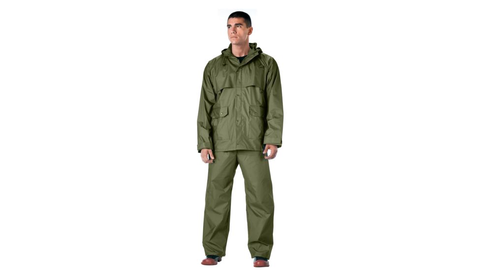 Rothco 2 Piece Microlite PVC Rainsuit, Olive Drab, 3XL, 3775-OliveDrab-3XL