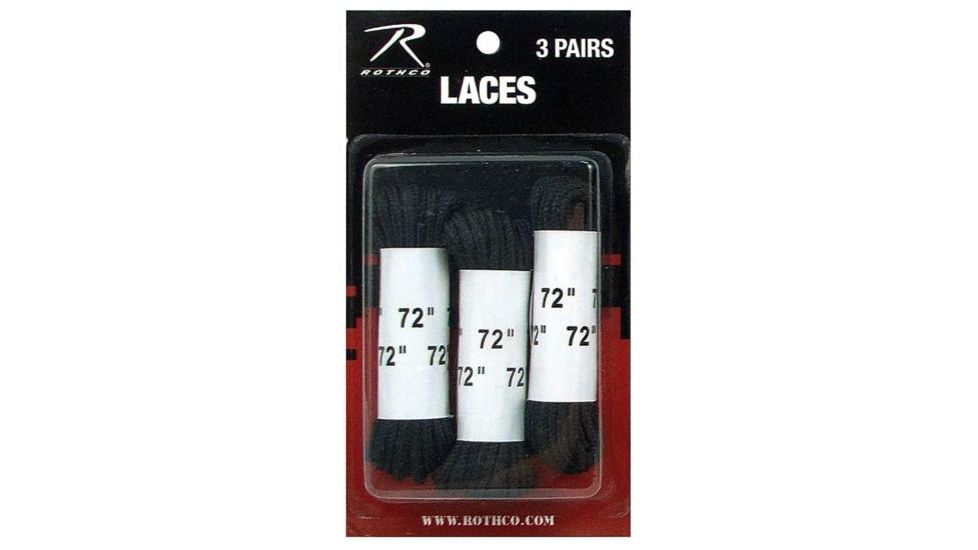Rothco 72 Boot Laces - 3 Pack, Black, 61913-Black