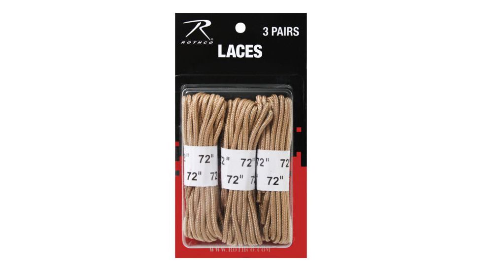 Rothco 72 Boot Laces - 3 Pack, Desert Tan, 61914-DesertTan