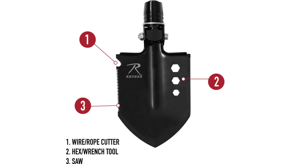 Rothco 8-in-1 Multi-Tool Survival Shovel / Portable Camping Entrenching Tool - Stainless Steel, 10156