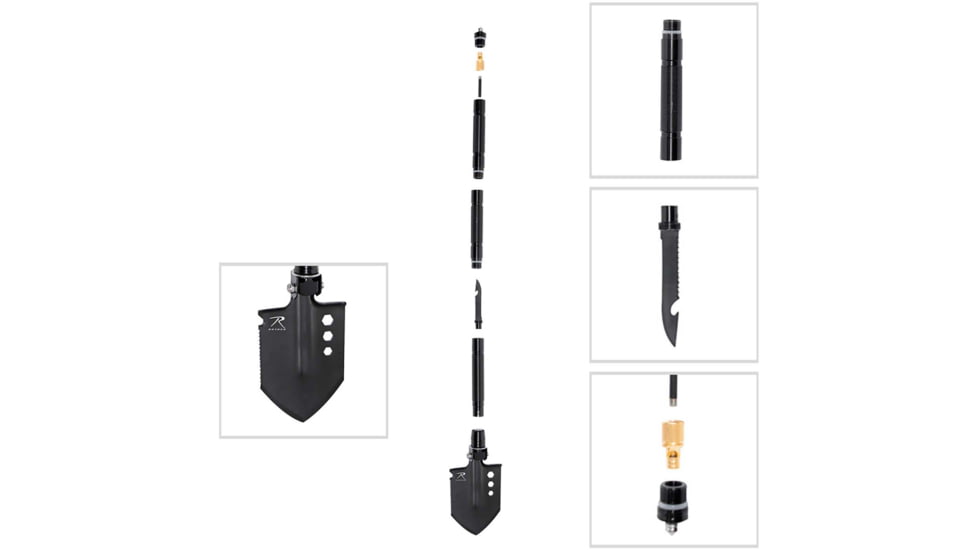 Rothco 8-in-1 Multi-Tool Survival Shovel / Portable Camping Entrenching Tool - Stainless Steel, 10156