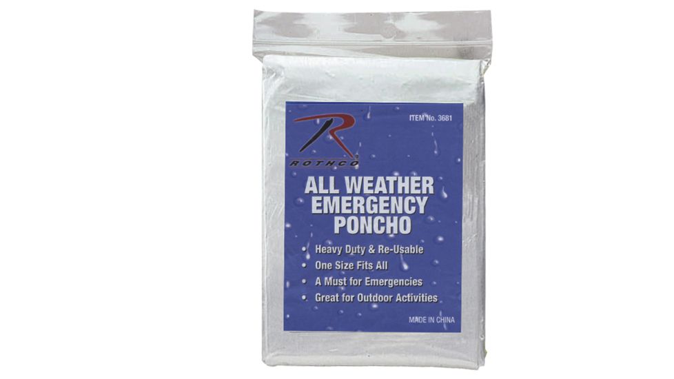 Rothco All Weather Emergency Poncho, Clear, 3681-Clear