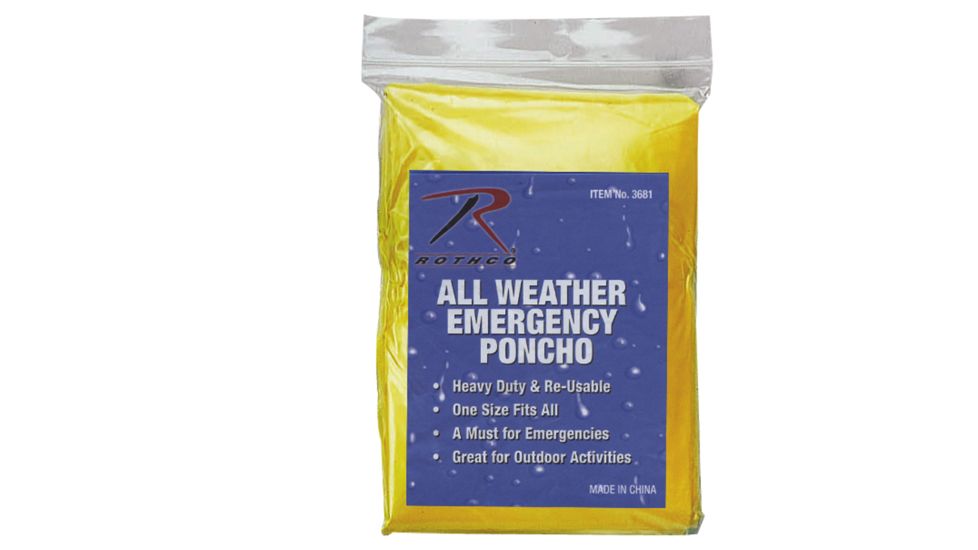 Rothco All Weather Emergency Poncho, Yellow, 3681-Yellow