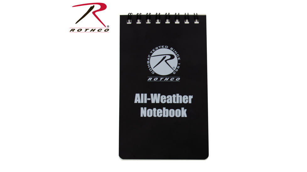 Rothco All Weather Waterproof Side Spiral Notebook, 3x5in, Black, 3x5, 47000-Black-3x5