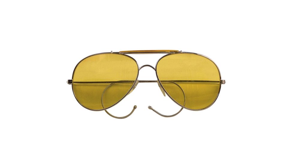 Rothco Aviator Air Force Style Sunglasses, Yellow, Military Printed Case and Box, 10200-Yellow-MilitaryPrintedCaseBox
