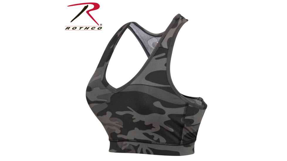 Rothco Camo Sports Bra, Small, Black Camo, 2922-BlackCamo-S