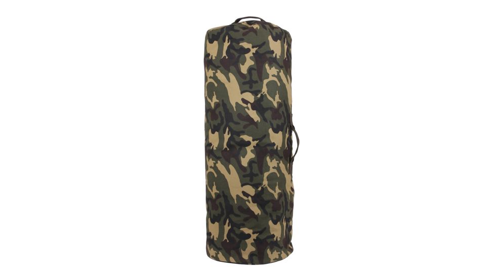 Rothco Canvas Duffle Bag With Side Zipper, Woodland Camo, 25x42, 3689-WoodlandCamo-25x42