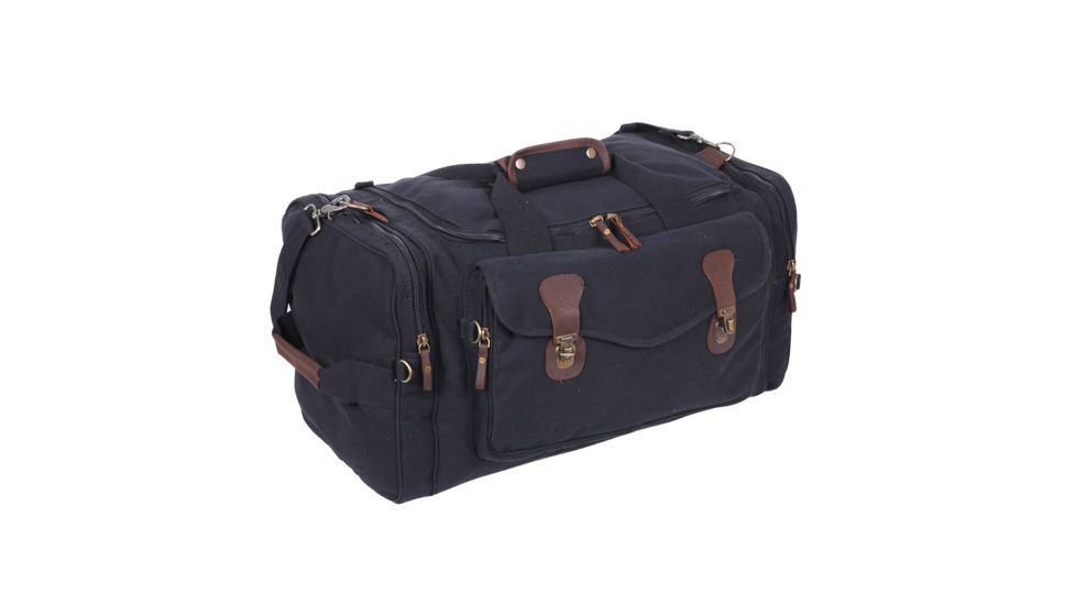 Rothco Canvas Long Weekend Bag, Black, 9611-Black