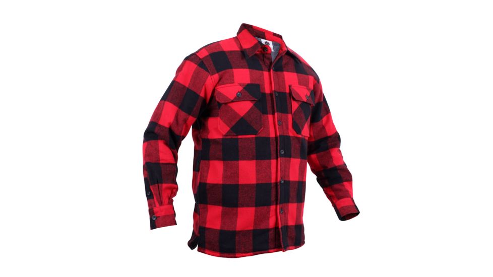Rothco Extra Heavyweight Buffalo Plaid Sherpa-lined Flannel Shirts, Red, Small, 3739-Red-S