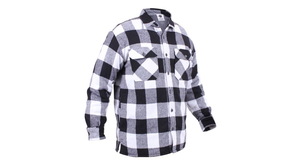 Rothco Extra Heavyweight Buffalo Plaid Sherpa-lined Flannel Shirts, White, M, 3739-White-M
