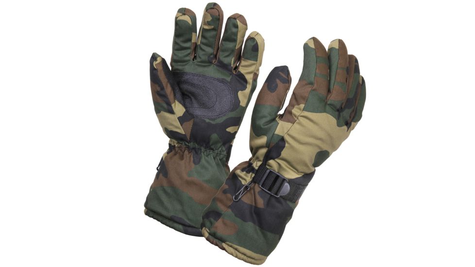 Rothco Extra-Long Insulated Gloves, Woodland Camo, Small, 4757-WoodlandCamo-S