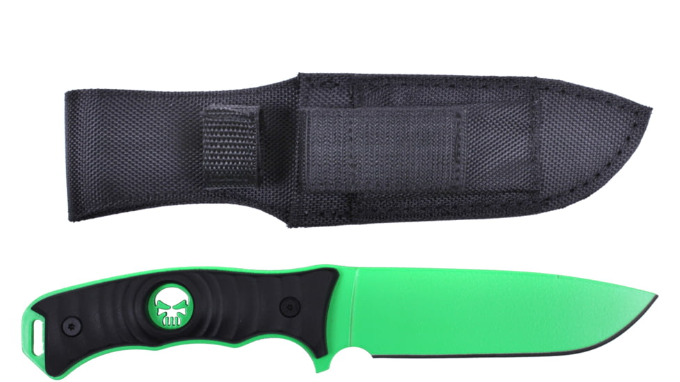 Rothco Fixed Blade Knife, 4.75in 420 Stainless Steel Green Blade, 1/8in Thick, 9.75in Overall Length, Black, 3919