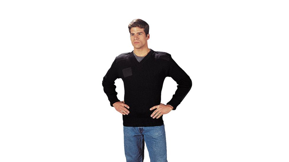 Rothco G.I. Type Wool V-Neck Sweater, 44, Black, 6344-44-Black
