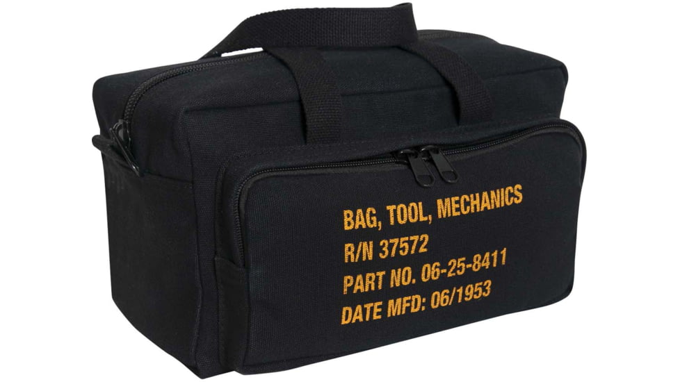 Rothco G.I. Type Zipper Pocket Mechanics Tool Bag w/ Military Stencil, One Size, Black, 9113-Black-OneSize