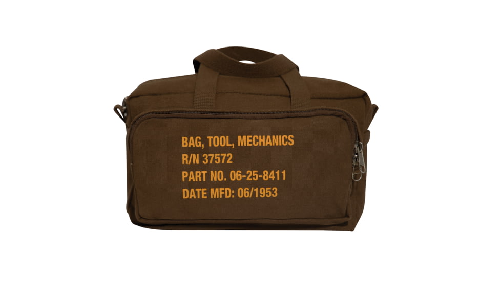 Rothco G.I. Type Zipper Pocket Mechanics Tool Bag w/ Military Stencil, One Size, Earth Brown, 91131-EarthBrown-OneSize