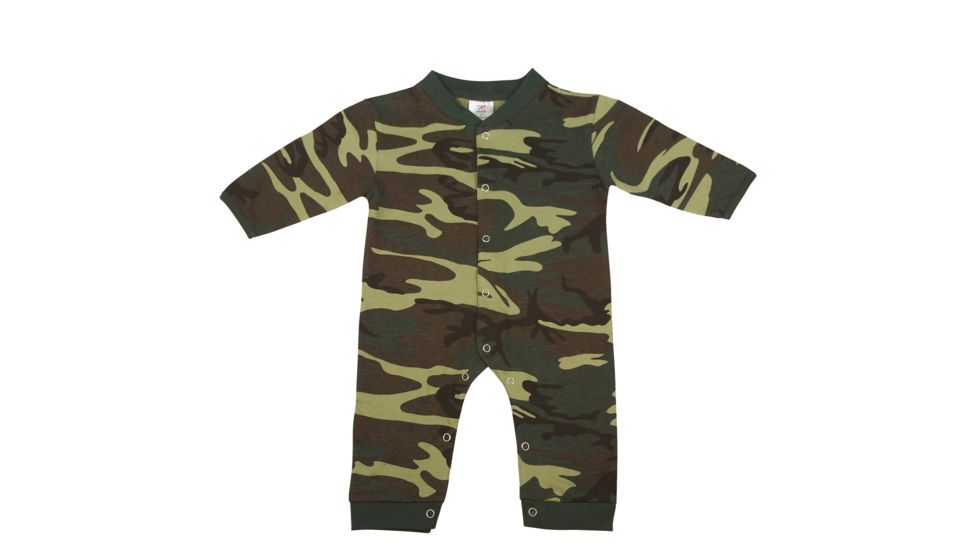 Rothco Infant Camo Long Sleeve and Leg One-piece Bodysuit, Woodland Camo, 3-6 Months, 67057-WoodlandCamo-3-6Months