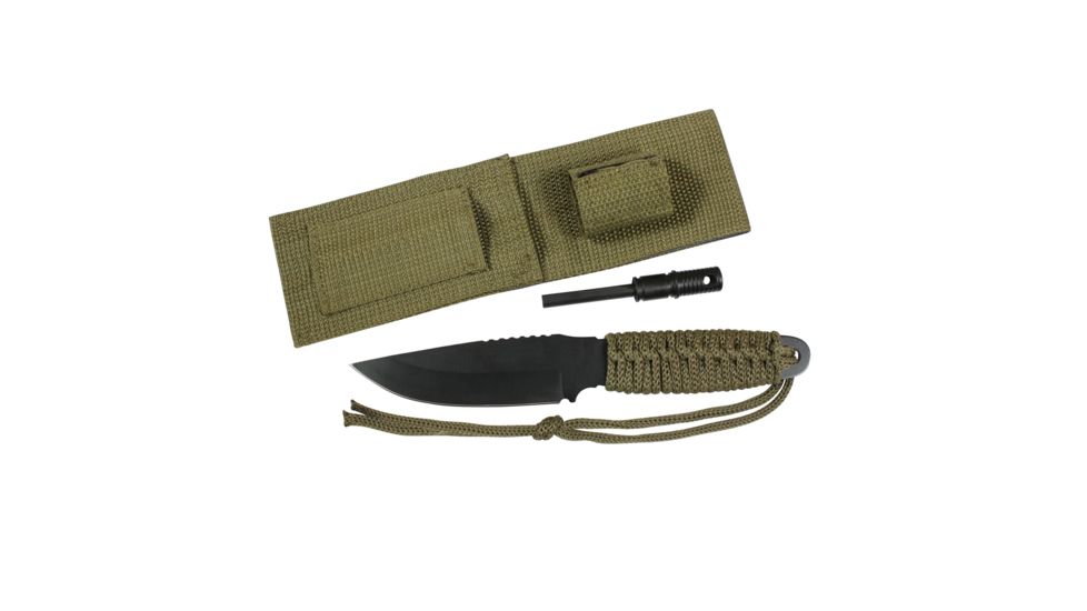 Rothco Large Paracord Knife With Fire Starter, Olive Drab, 36743-OliveDrab