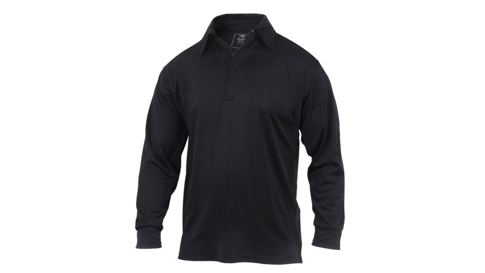 Rothco Long Sleeve Tactical Performance Polo, Black, Small, 3932-Black-S