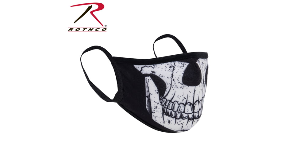 Rothco Half Skull Reusable 3-Layer Face Mask, Polyester, Small/Medium, 11283-SM